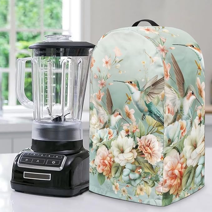 Hummingbird Floral Kitchen Blender Dust Cover Food Processor Dust Protection with Top Handle, Easy to Clean Small Appliance Coffee Maker Juicer Cover Elegant