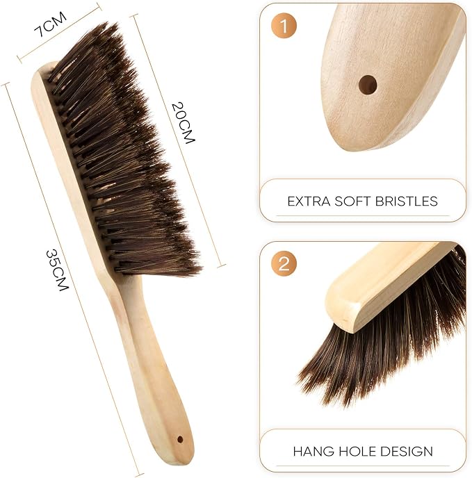 Patelai 2 Pieces Wooden Bench Brushes Fireplace Brush Natural Fiber Bench Soft - Image 2