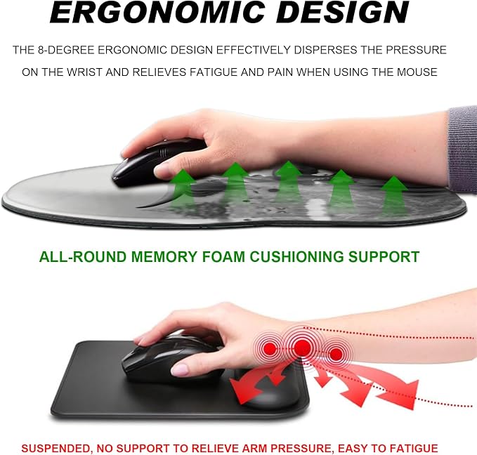 Ergonomic Mouse Pad with Wrist Support and Keyboard Wrist Rest Set + Coaster - Image 3