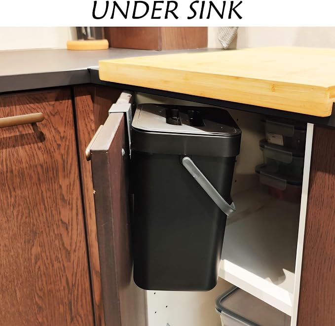 stonespace Kitchen Compost Bin for Countertop, Hanging Small Trash Can - Image 4