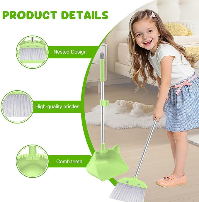 Mini Broom with Dustpan for Kids, 28-in Handle Kids Broom and Dustpan Set for - Image 3
