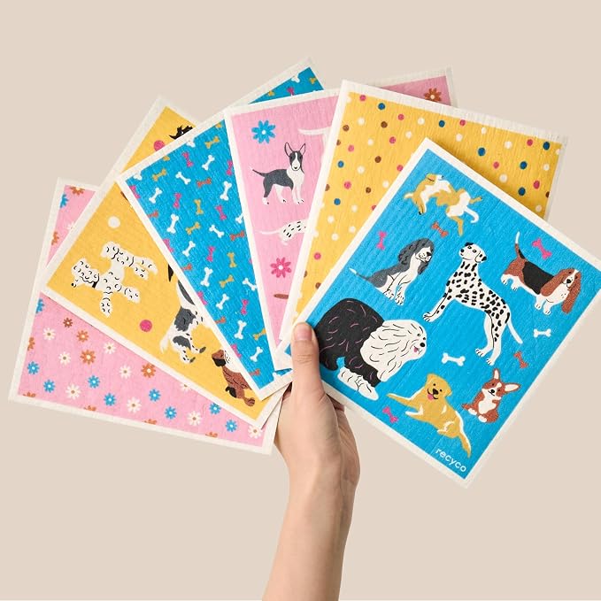 RECYCO Swedish Dishcloths for Kitchen | 6 Pack Doggy Daydreams Washable Dish - Image 9
