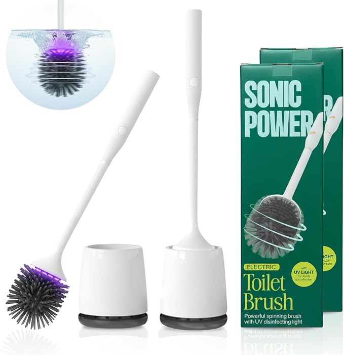 Electric Toilet Brush & Scrubber – Self Cleaning Silicone Toilet Bowl Brush by SonicPower