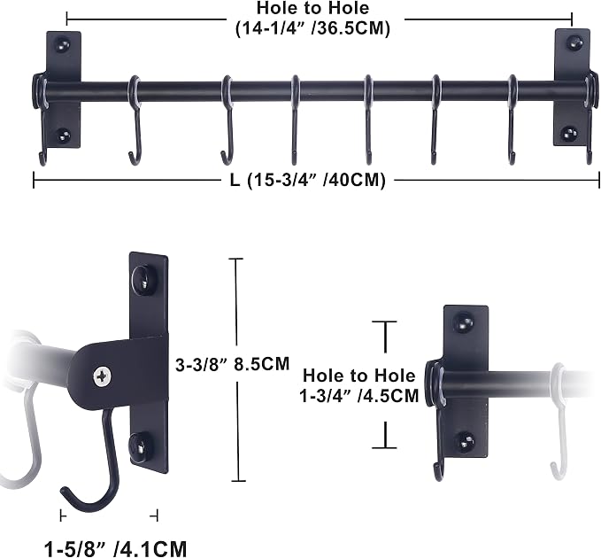 Dseap Kitchen Utensil Holder Hanger, Pot and Pan Rack Wall Mount, Kitchen Rail - Image 2