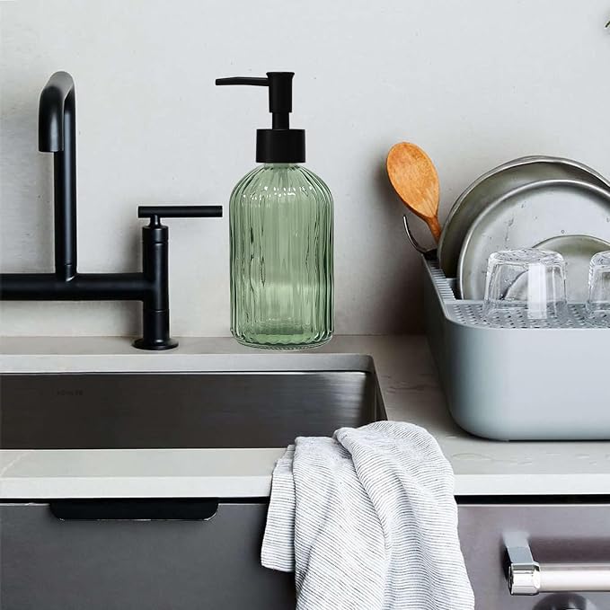 Green Glass Soap Dispenser - Image 6