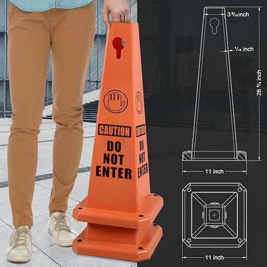 Plastic Traffic Cones, 4-Sided Message Cones, Road Safety Parking Cones - Image 2