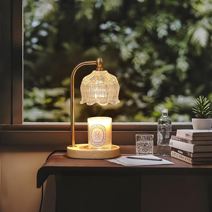 Candle Warmer Lamp with Timer Dimmable, Antique Brass Candle Lamp, Wax Melt - Image 7