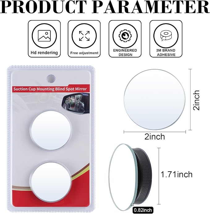 LivTee Blind Spot Car Mirror, Reusable 360° Wide Angle Rear View Car Mirrors - Image 3