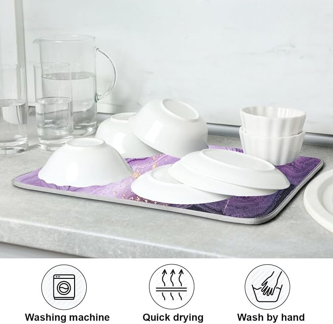 Marble Purple Gold Dish Drying Mat - Image 7
