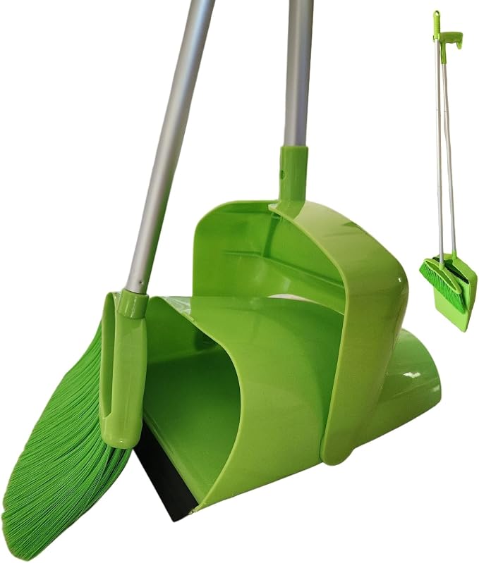 Broom and Dustpan Set for Home, Angled Broom and Upright Dustpan by PortoTrash