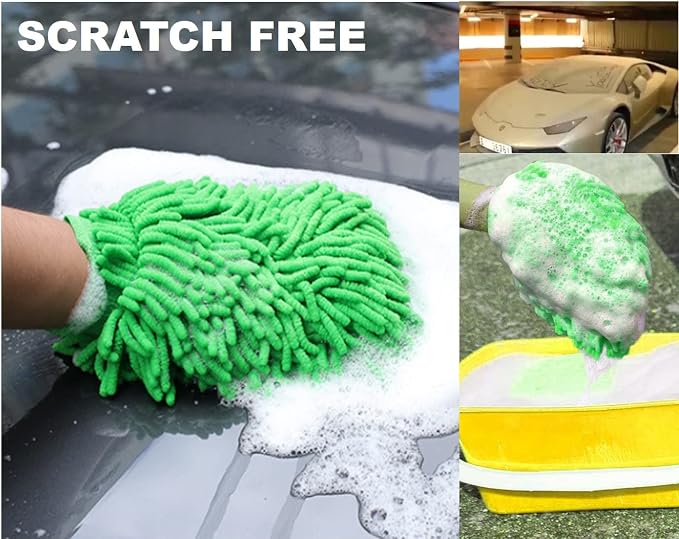 Green Chenille Microfiber Dusting Mitt, 10.5x8 Inch, Electrostatic, Scratch-Free - Image 6