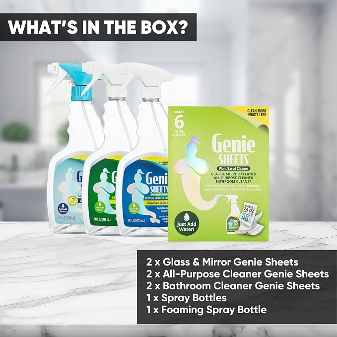 Genie Sheets All Purpose, Glass and Bathroom Cleaners Combo Pack | Concentrate - Image 6