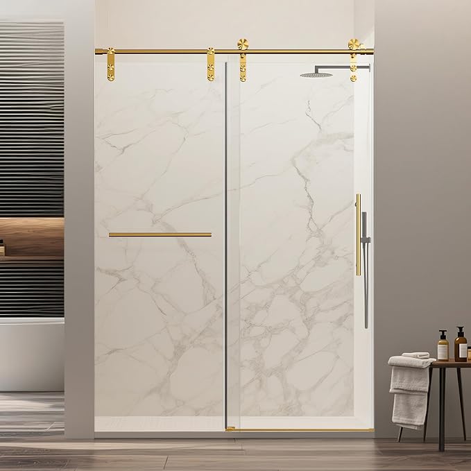 50-54" W x 76" H Frameless Sliding Shower Door, Safety Bathroom Single Sliding by Unknown