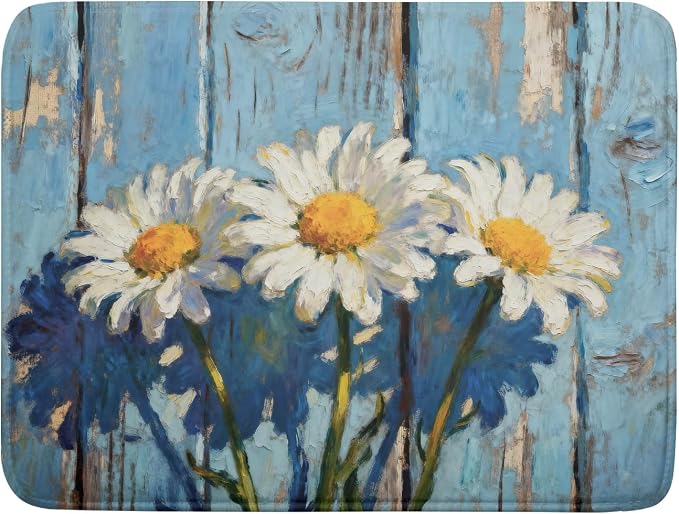 Daisy Floral Dish Drying Mat for Kitchen Counter 18x24 Spring Summer Theme by Aytipun