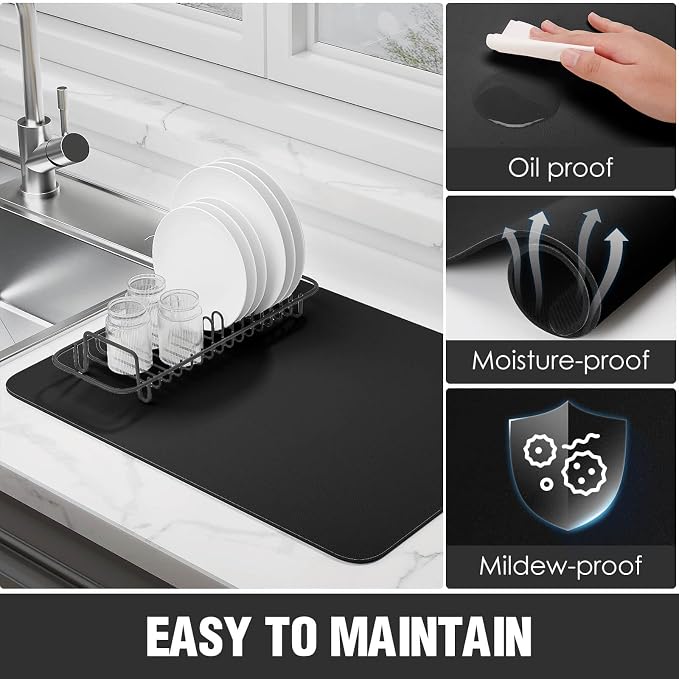 Dish Drying Mat for Kitchen Counter Super Absorbent Drainer Mats - Image 3