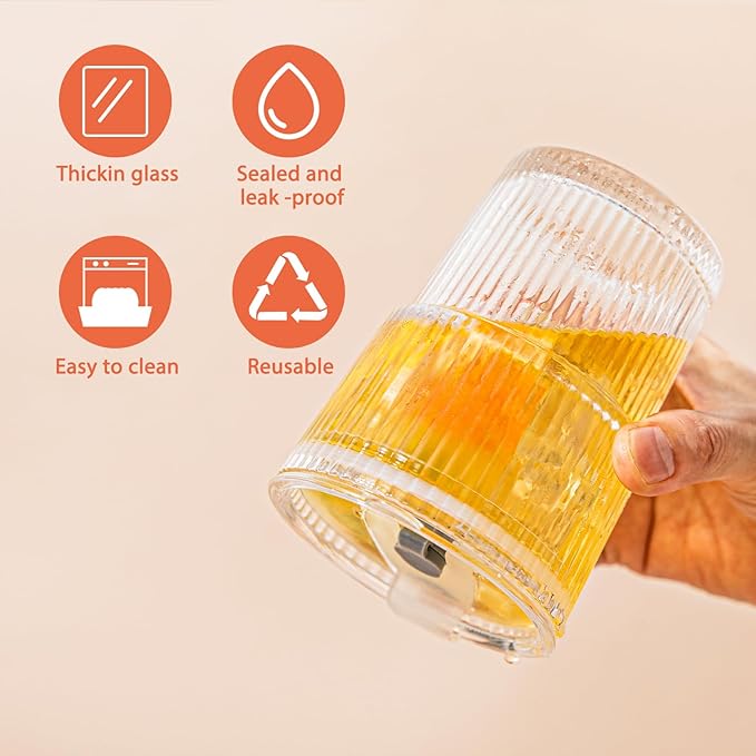 13oz Glass Tumblers with Lids and Straws, Cold Beverages, Includes Cleaning - Image 3