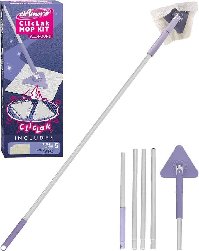 ClicLak Wall Cleaner Mop, Instantly Attach & Remove Cloth Touch-Free, by ClicLak