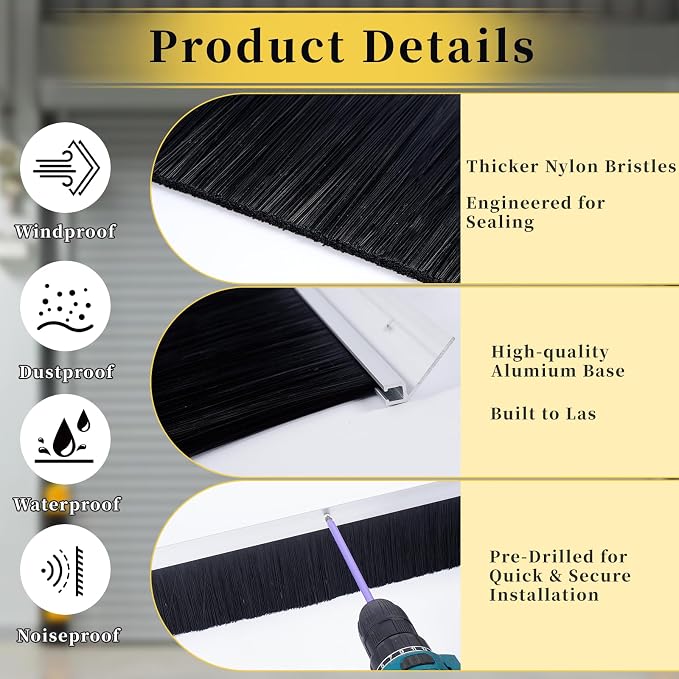 tonchean 3" Garage Brush Seal Kit - Image 3