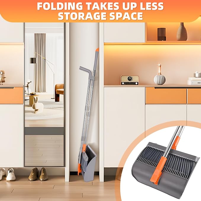 Ease of Assembly Broom and Dustpan Set, Self Cleaning - Image 5