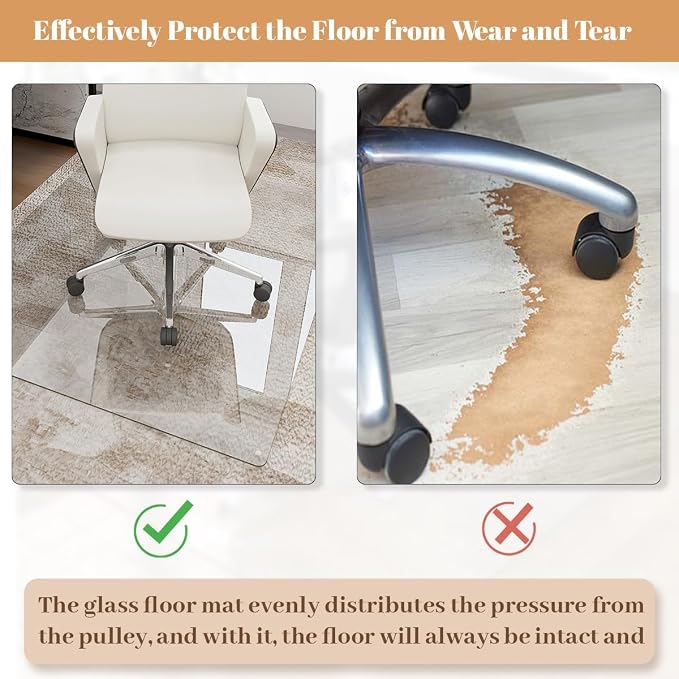 36" x 55" Glass Chair Mat, Heavy Duty Hard Floor Mat - Image 4