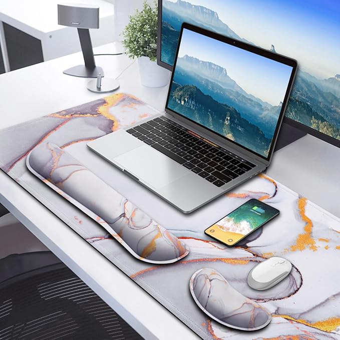 Gimars 4 in 1 Mouse Pad and Keyboard Wrist Rest Set, Large Mouse Pad - Image 2
