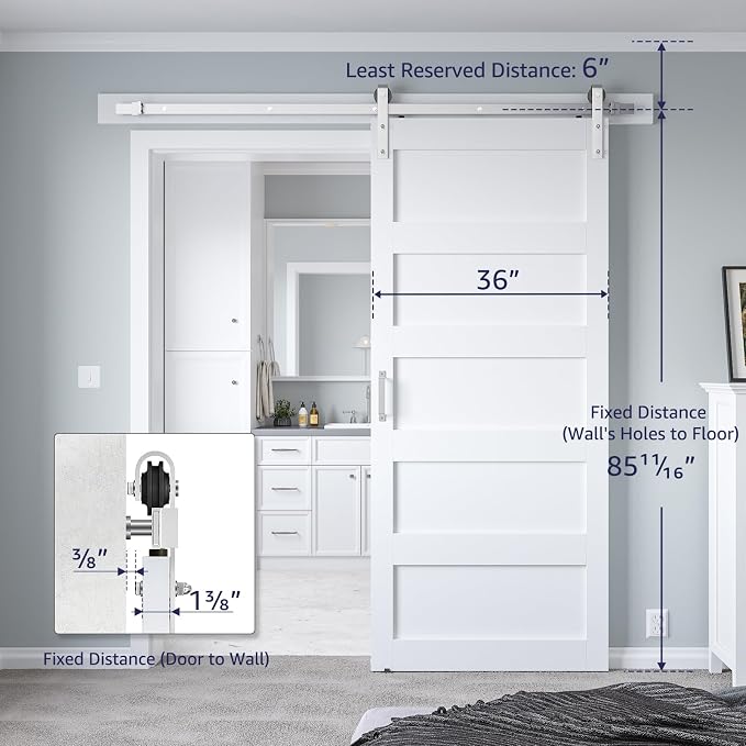 36in x 84in White Sliding Barn Door - Image 2
