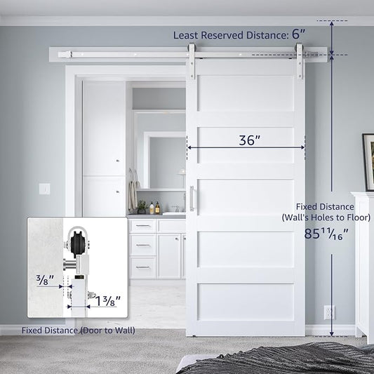 36in x 84in White Sliding Barn Door - Image 2