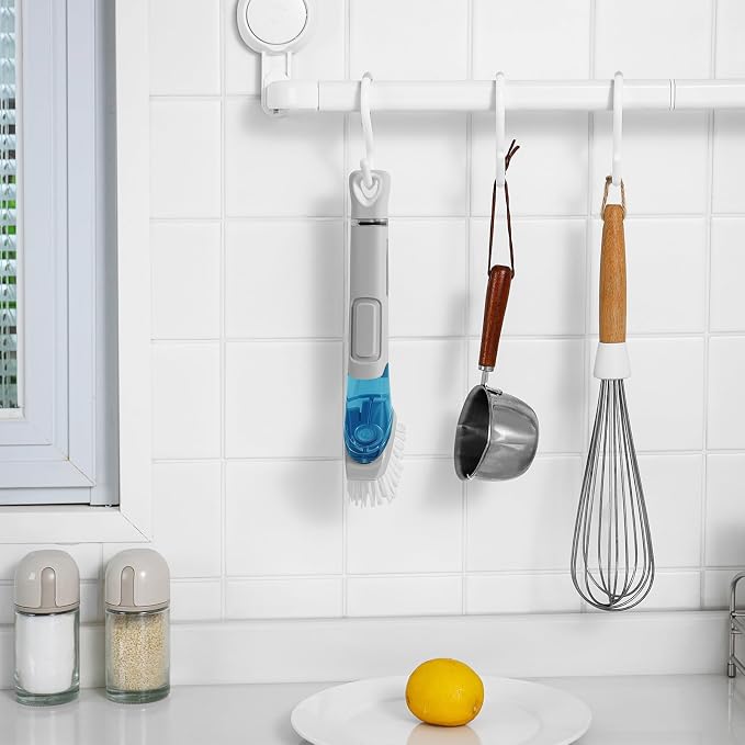 SUBEKYU Dish Brushes with Soap Dispenser, Kitchen Dish Scrubber Brushes with - Image 5
