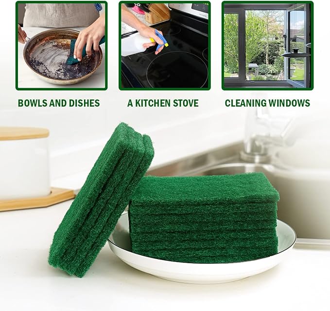 YoleShy 20 PCS Scouring Pad, Dish Scrubber Scouring Pads, 4.5 x 6 inch Green - Image 7