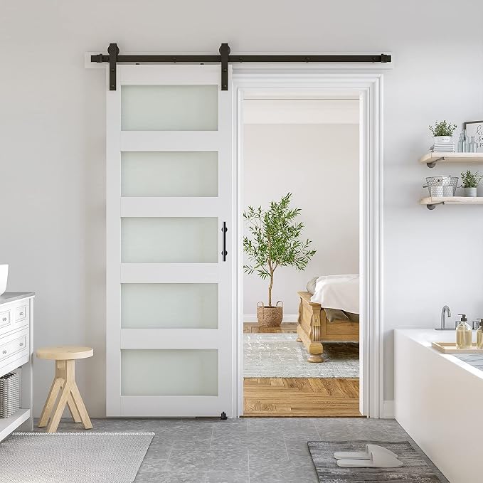 SmartStandard 32 x 96 in Glass Barn Door by SMARTSTANDARD