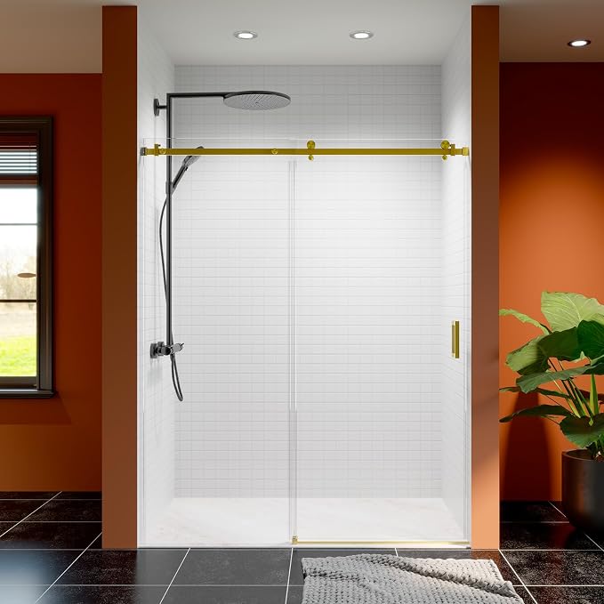 56-60 Inch Frameless Sliding Shower Door, 5/16" Clear Tempered Glass, Smooth - Image 9