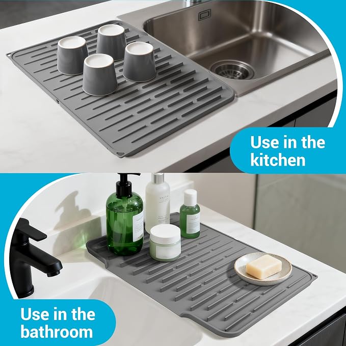 Silicone Dish Drying Mat for Kitchen Counter, Foldable & Heat Resistant Drying - Image 7