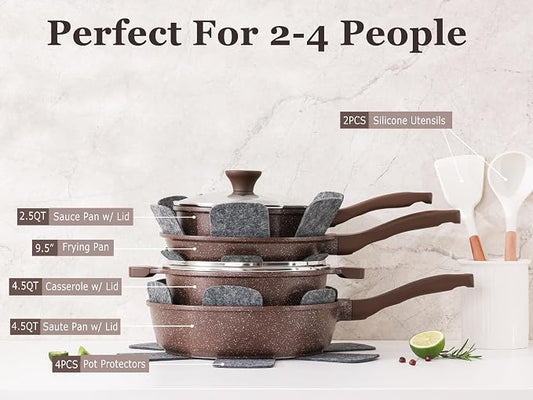 SENSARTE Nonstick Cookware Set 13-Piece, Healthy Pots and Pans Set Kitchen - Image 2