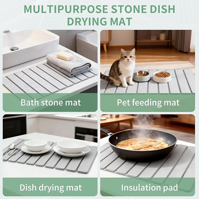 Large Stone Dish Drying Mat for Kitchen Counter, Collapsible 24"X16" Super - Image 6