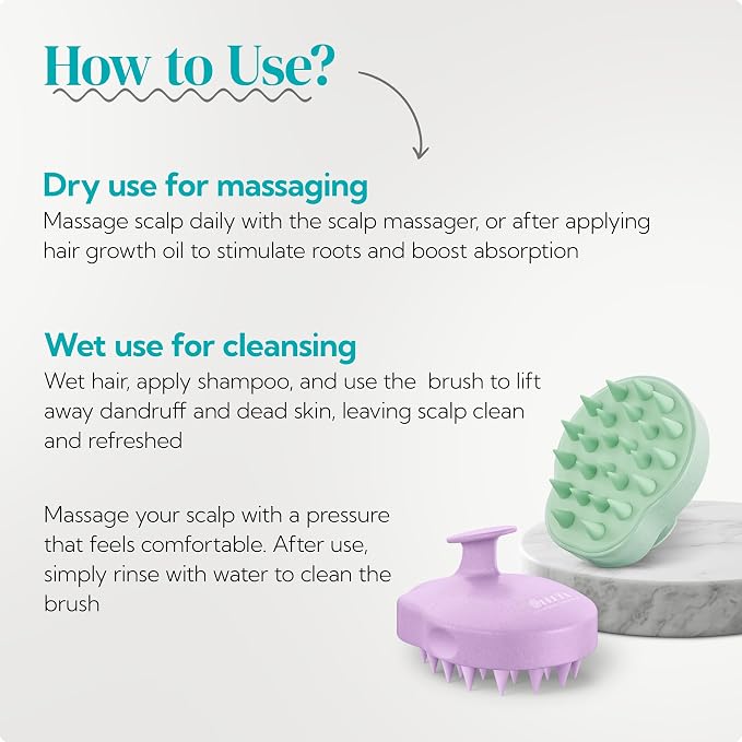 HEETA Scalp Massager 2 Pack for Hair Growth, Soft Silicone Bristles to Remove - Image 5