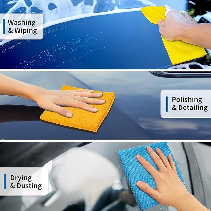HOMERHYME Microfiber Towels for Cars, 24 Pack Microfiber Cleaning Cloths - Image 3