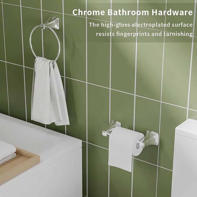 Bathroom Hardware Set 2 Pieces Toilet Paper Holder and Towel Ring Wall Mounted - Image 2