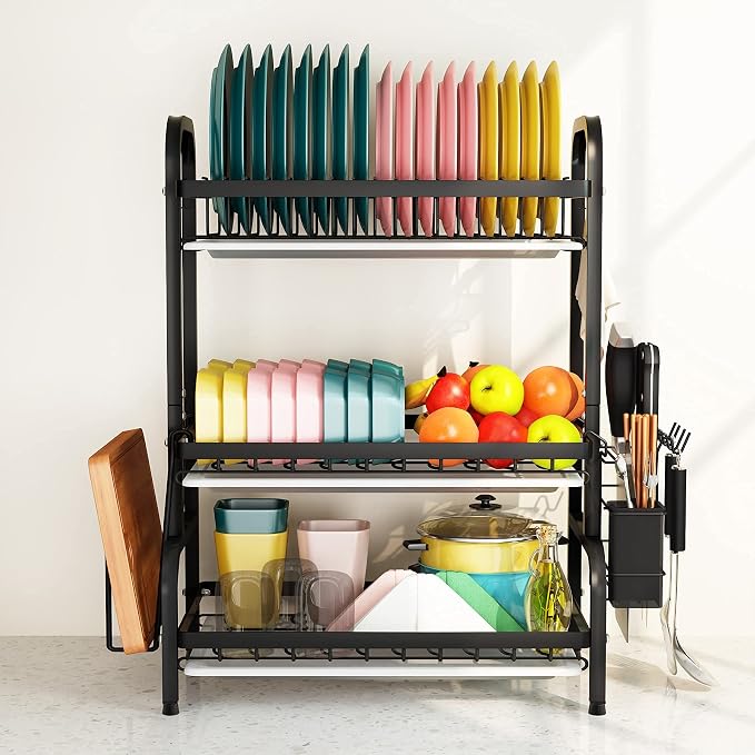 1Easylife Drying Rack, Metal 3-Tier Large Capacity Dish Rack - Image 3