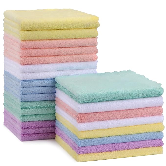 HOMEXCEL Baby Washcloths 24 Pack-Microfiber Baby Bath Face Towel 11.5 x 11.5 by HOMEXCEL