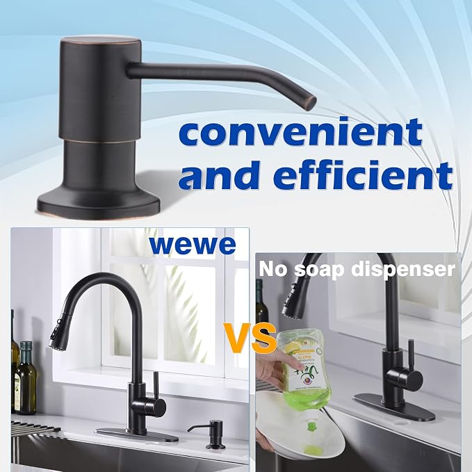 Kitchen Sink Soap Dispenser, WEWE Built in Soap Dispenser Kitchen Countertop - Image 2