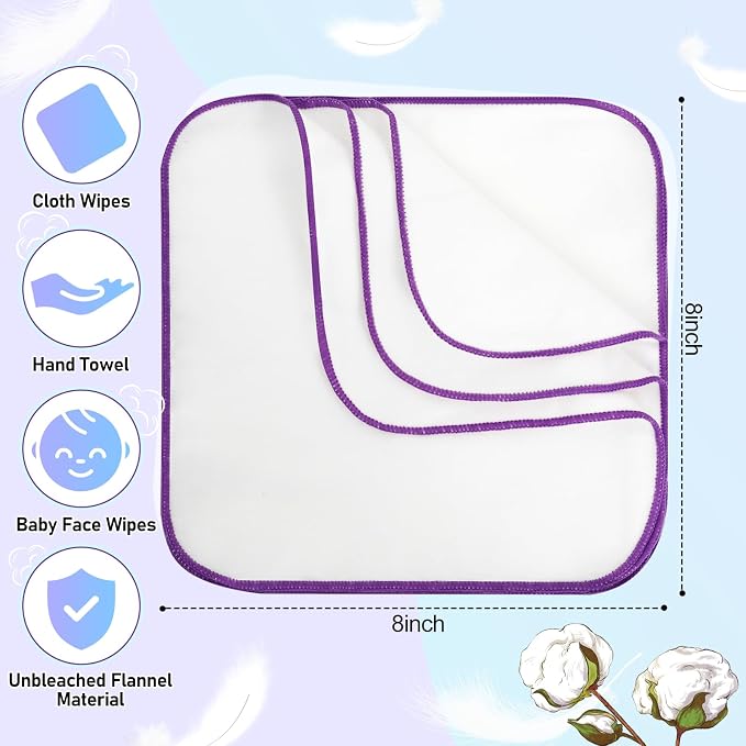 54 Packs Flannel Reusable Baby Wipes Cloth Wipes - Image 4