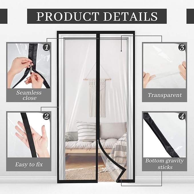 Amylove Zipper 34 x 80 Inch Dust Barrier Door Kit Construction Door Barrier 2.8 - Image 3