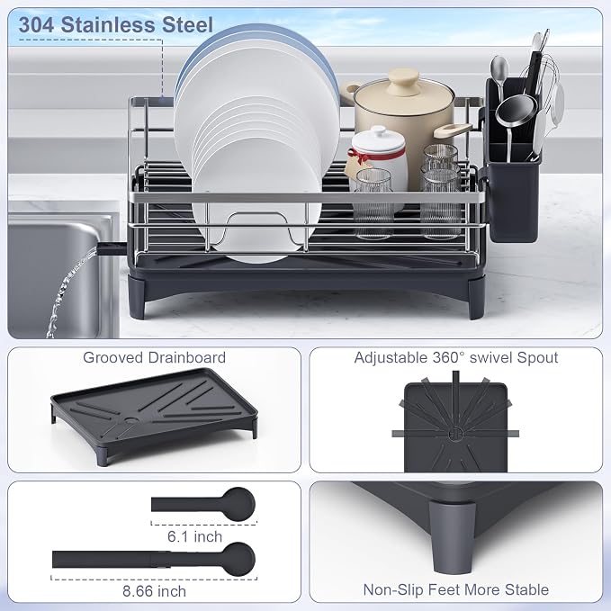 Dish Drying Rack, Rustproof Stainless Steel Dish Rack - Image 3