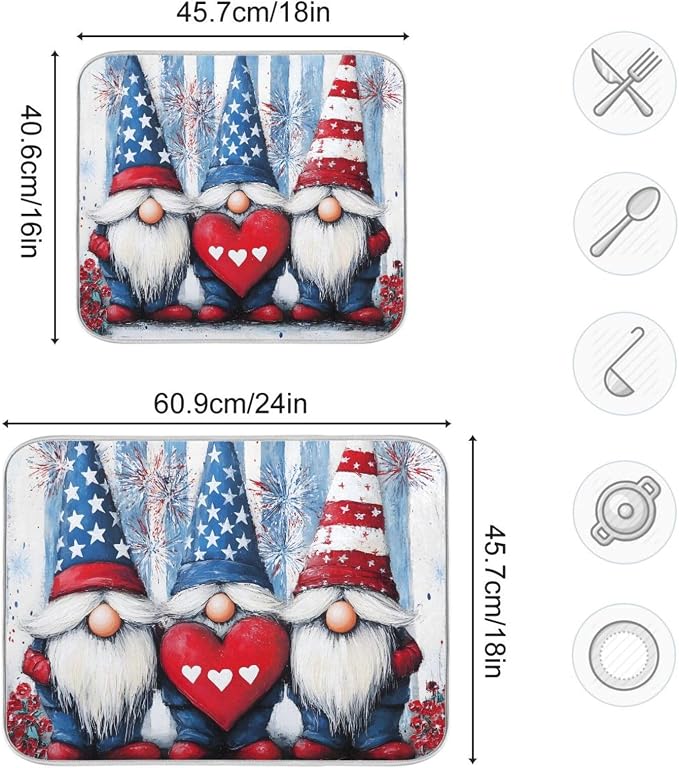 Three Cute Gnomes Pattern Dish Drying Mat - Image 3