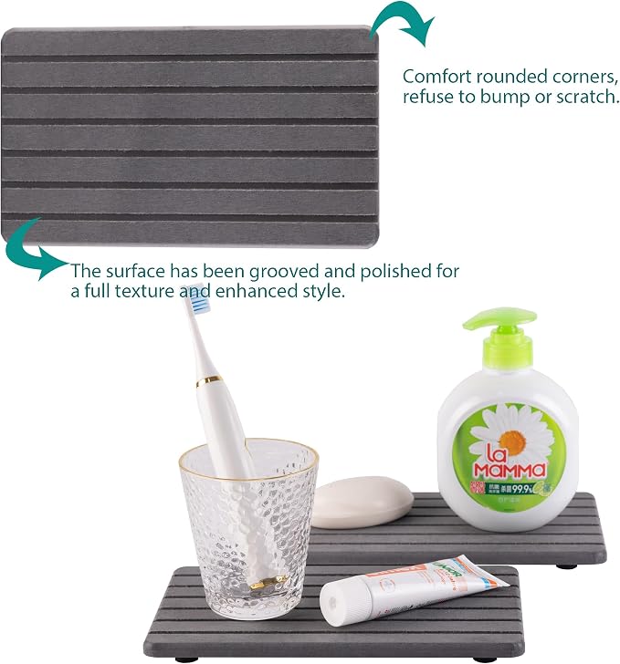 2 PCS Water Absorbent diatomite Coasters, 9.5" x 5.5" Water Absorbing Stone Tray - Image 6
