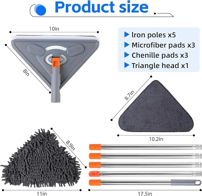 Wall Mop with 80 Inches Long Handle, Wall Cleaner Mop Tool - Image 4
