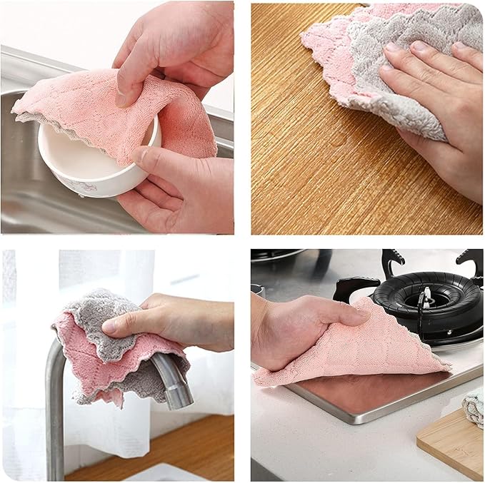 24 Pack Kitchen Cloth, Microfiber Dish Towels Washcloths, Super Absorbent Coral - Image 3