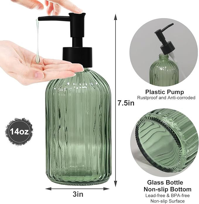 Green Glass Soap Dispenser - Image 2