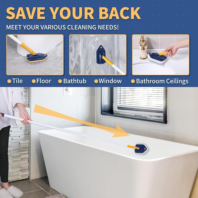 BOOMJOY Tub Scrubber with Long Handle, No Scratch Shower Cleaning Brush - Image 2