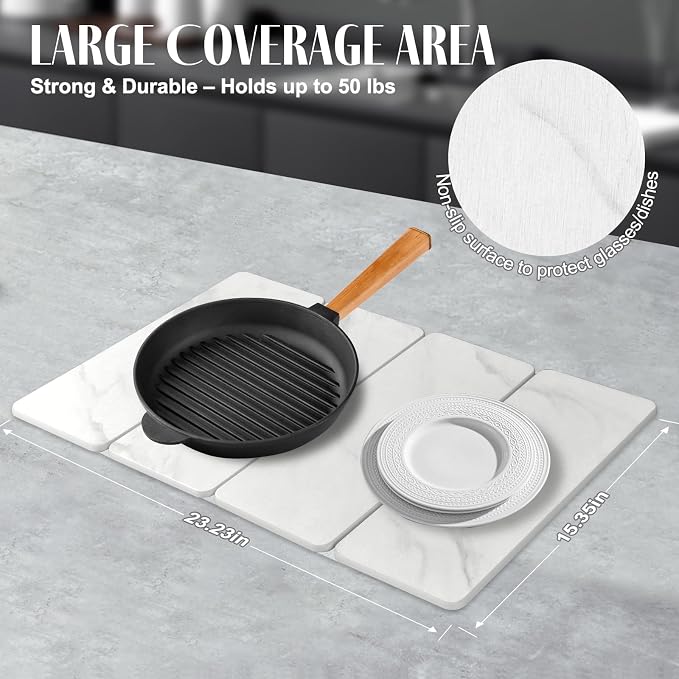 Large Stone Dish Drying Mats for Kitchen Counter, Eco-Friendly Absorbent - Image 4